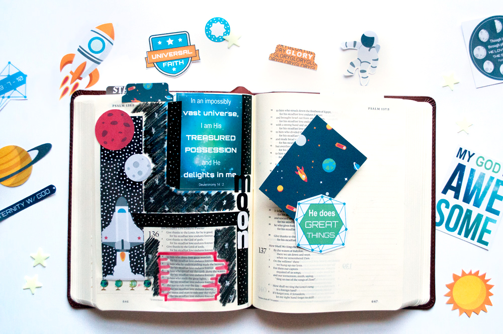 digital hybrid mixed media Bible journaling entry by Leah | Outta This World Love with Leah Schumacher