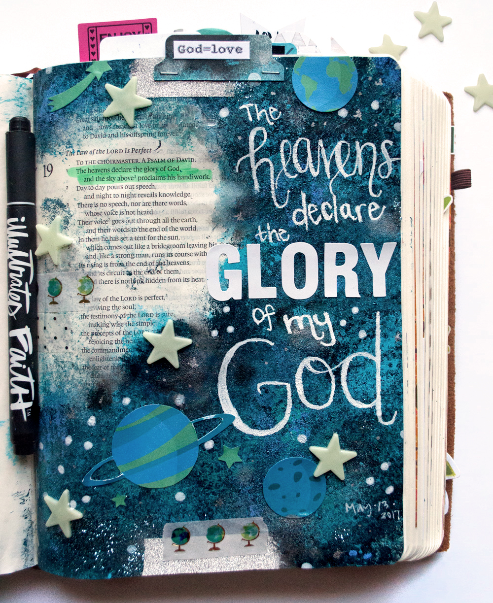 digital hybrid mixed media Bible journaling entry by Leah | Outta This World Love with Leah Schumacher