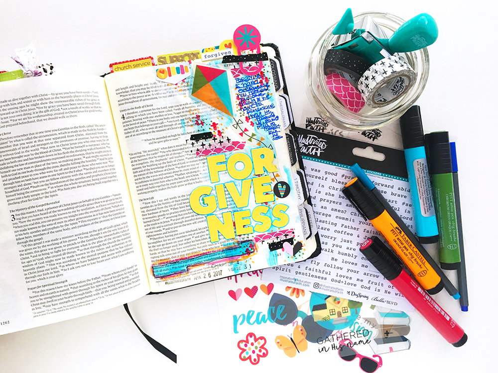 mixed media Bible journaling entry by Abigail Clone | Teen Topic: Forgiveness