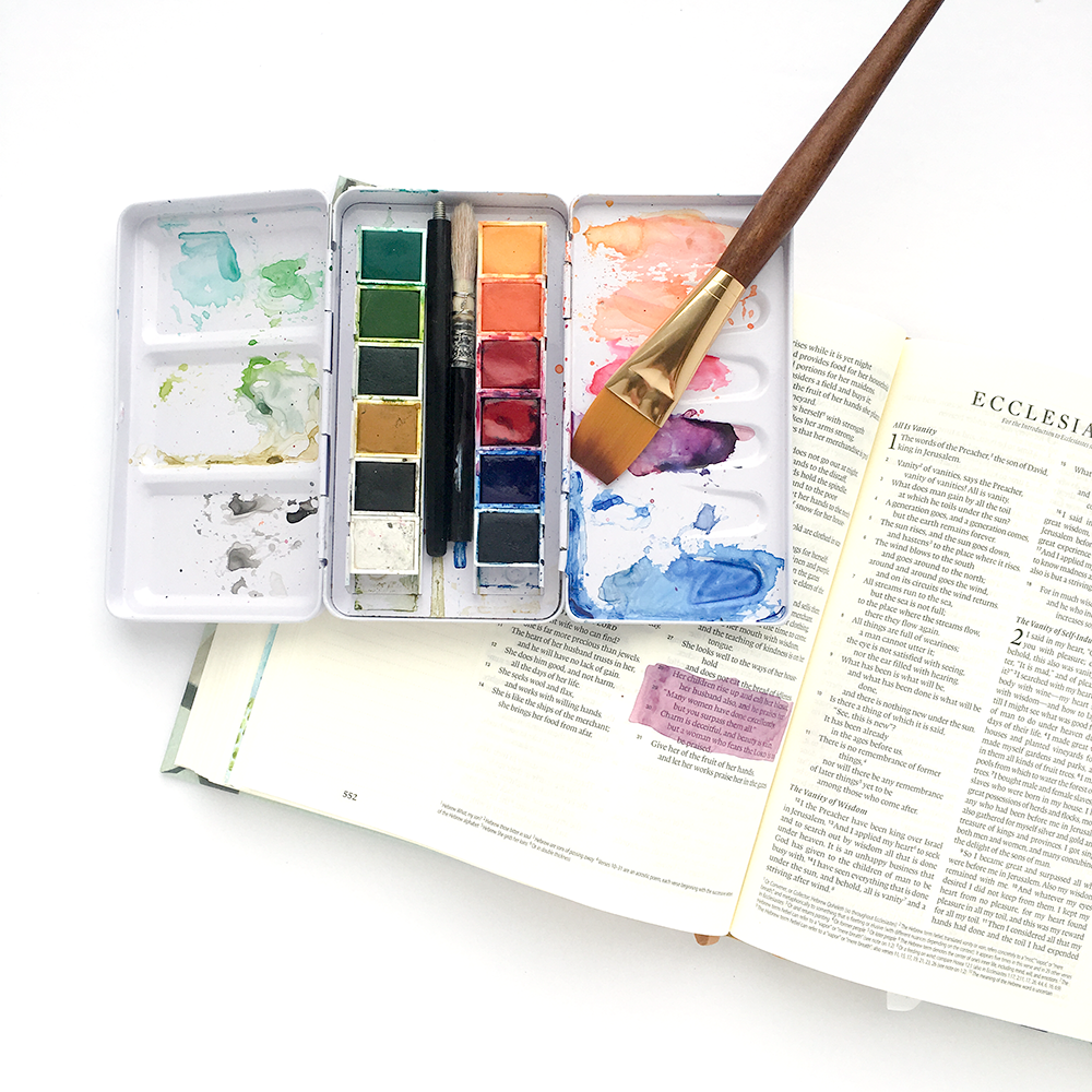 mixed media color mixing Bible journaling tutorial by Heather Greenwood | Proverbs 31
