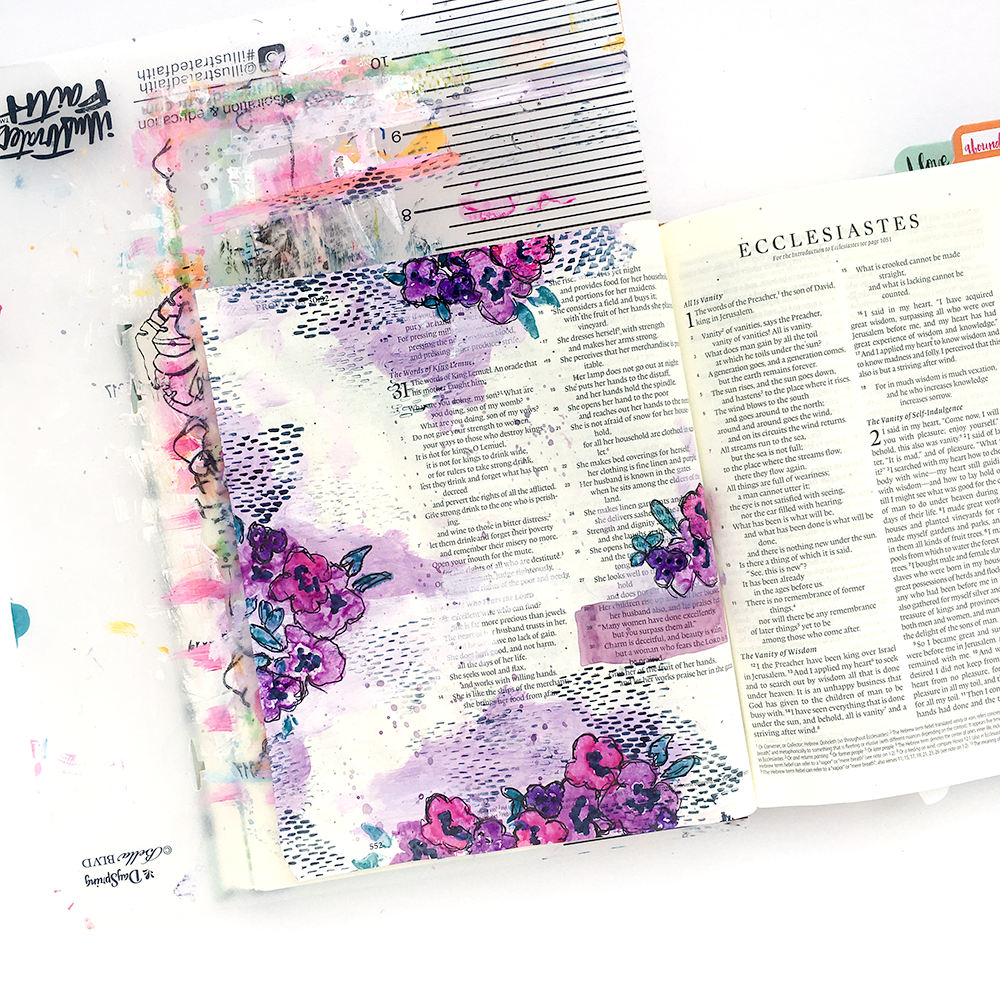 mixed media color mixing Bible journaling tutorial by Heather Greenwood | Proverbs 31
