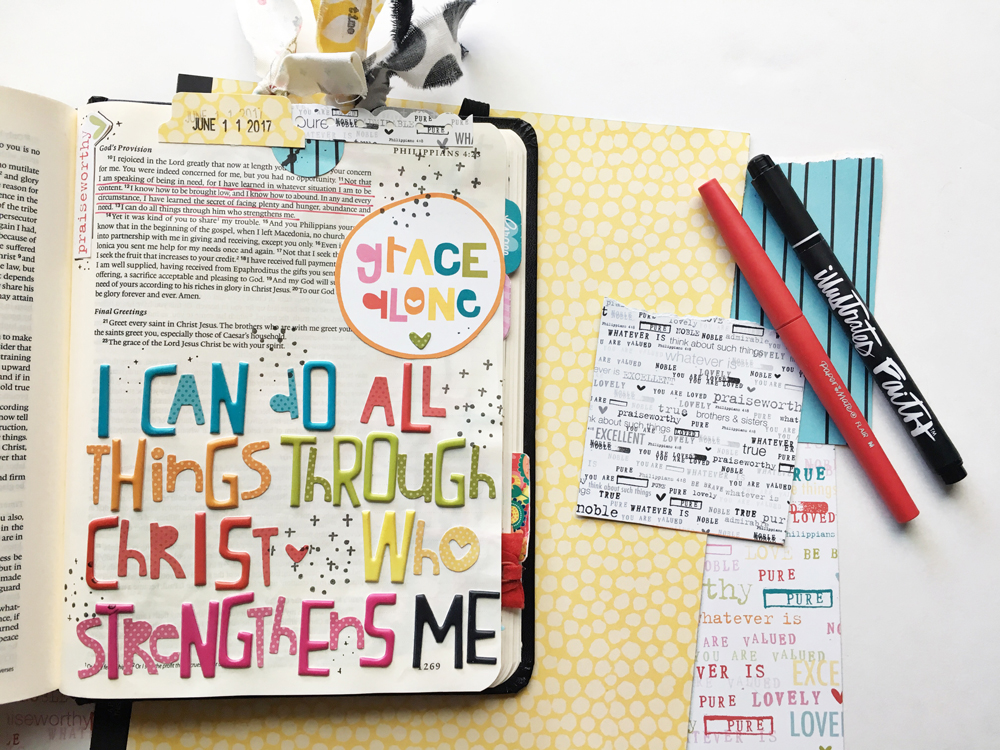 bible journaling entry by Andrea Gray | Memory Keeping: Faith Edition | Through Christ Who Strengthens Me
