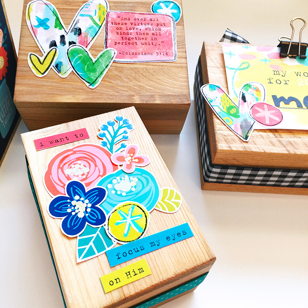 hybrid printables project and tutorial by Cristin | Mixed Media Wooden Blocks with Print & Pray!