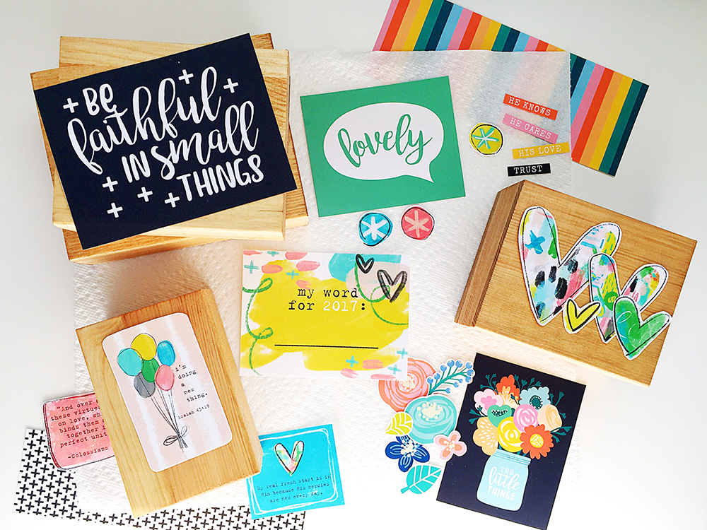 hybrid printables project and tutorial by Cristin | Mixed Media Wooden Blocks with Print & Pray!
