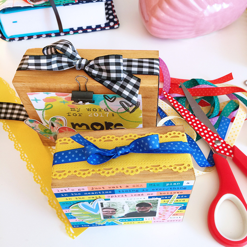 hybrid printables project and tutorial by Cristin | Mixed Media Wooden Blocks with Print & Pray!