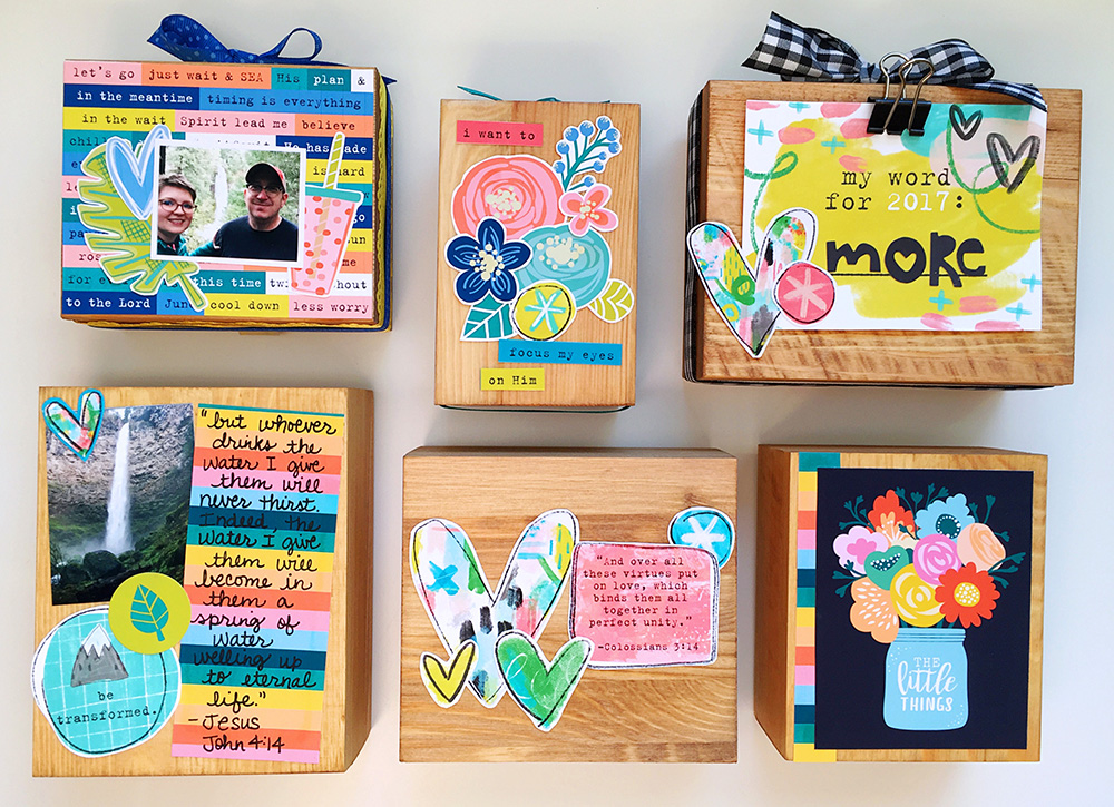 hybrid printables project and tutorial by Cristin | Mixed Media Wooden Blocks with Print & Pray!