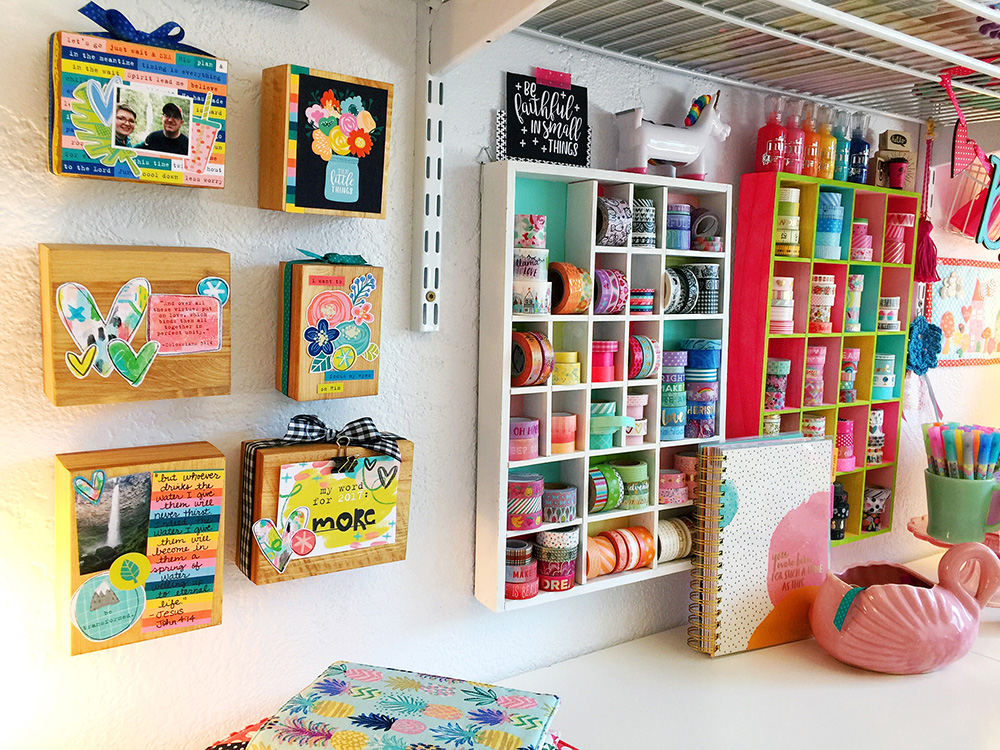 hybrid printables project and tutorial by Cristin | Mixed Media Wooden Blocks with Print & Pray!