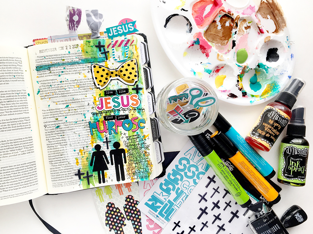 mixed media bible journaling page by Abigail Clone | Teen Topic: Living Like Jesus