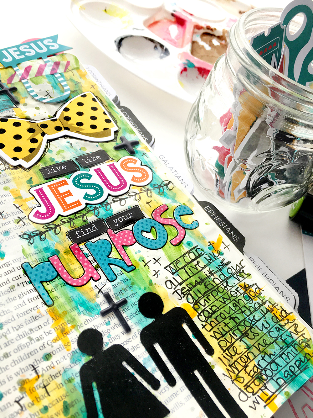 mixed media bible journaling page by Abigail Clone | Teen Topic: Living Like Jesus