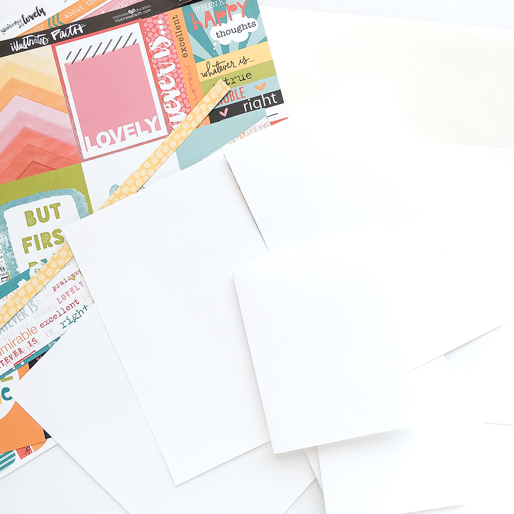 mixed media tutorial by Heather Greenwood creating faith greeting cards stamping objects found around the house | Philippians 4:8 Whatever Is Lovely Collection