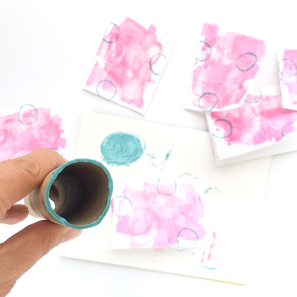 mixed media tutorial by Heather Greenwood creating faith greeting cards stamping objects found around the house | Philippians 4:8 Whatever Is Lovely Collection