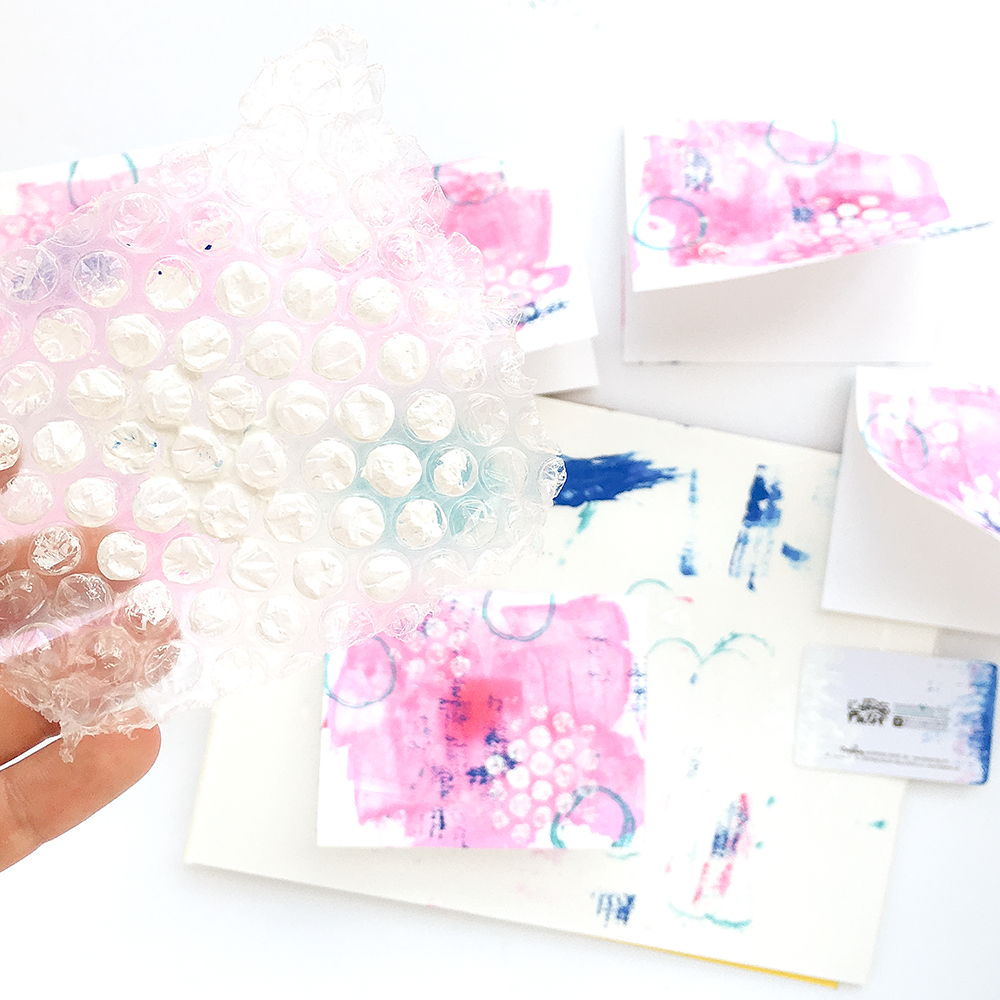 mixed media tutorial by Heather Greenwood creating faith greeting cards stamping objects found around the house | Philippians 4:8 Whatever Is Lovely Collection