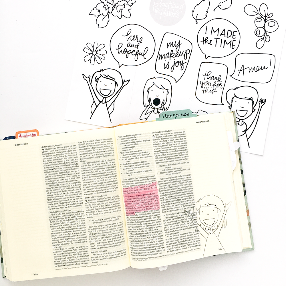 mixed media bible journaling tutorial using washi tape collage by Heather Greenwood | Romans 3:20-24 | Illustrated Faith Rise Up! devotional | Illustrated Faith Print & Pray Traceables by Brandi Kincaid