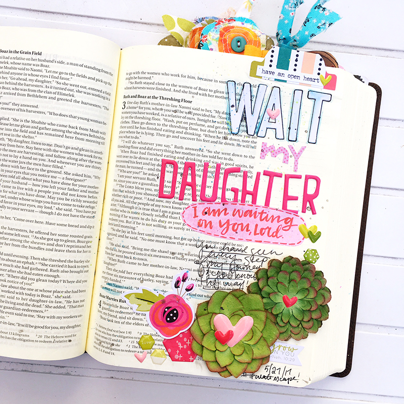 Bible Journaling entry by Bailey Robert | Worth the Wait | Wait My Daughter | Ruth and Naomi