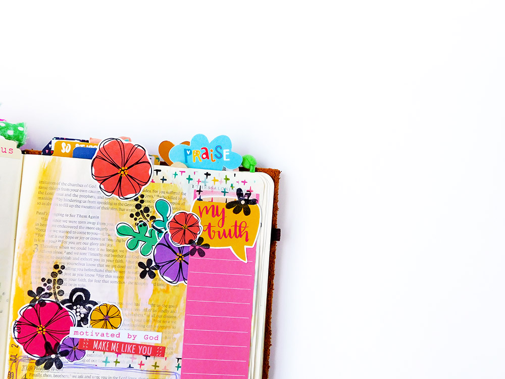 mixed media bible journaling entry by Elaine Davis | Speak Truth to the Lord, Speak Life to the World