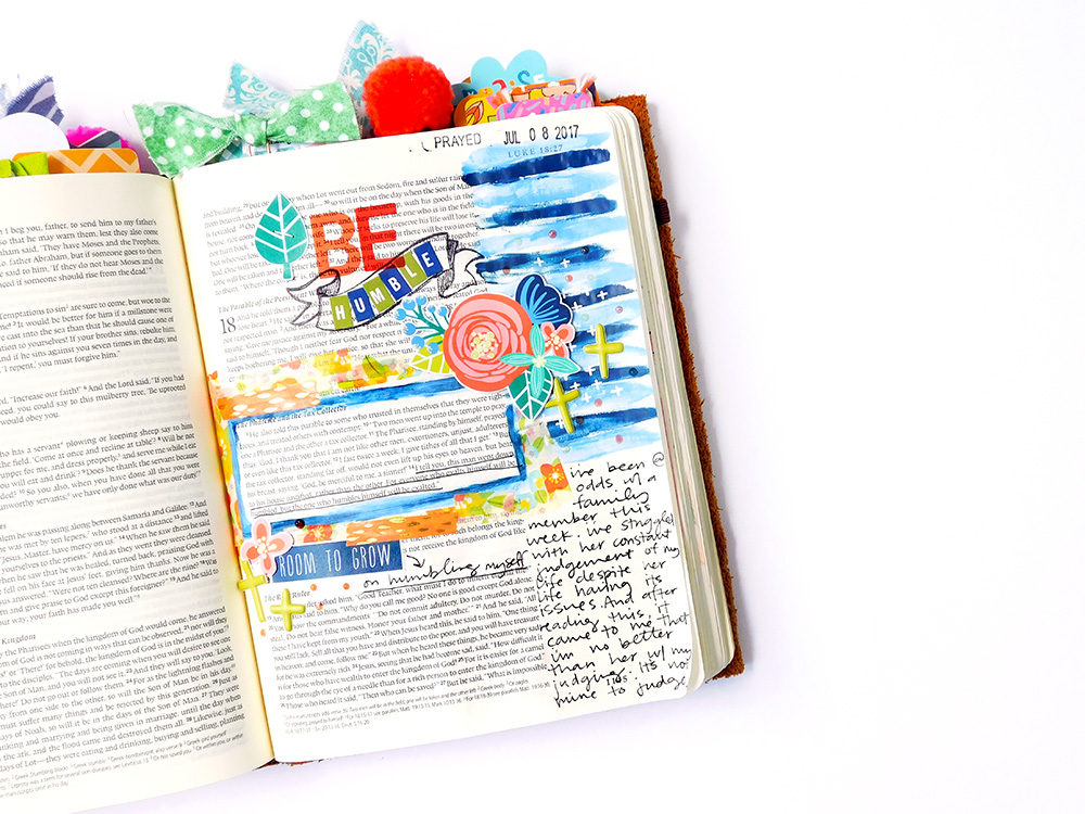 hybrid mixed media bible journaling entry by Elaine Davis | A Piece of Parable Pie & A Lesson from Luke