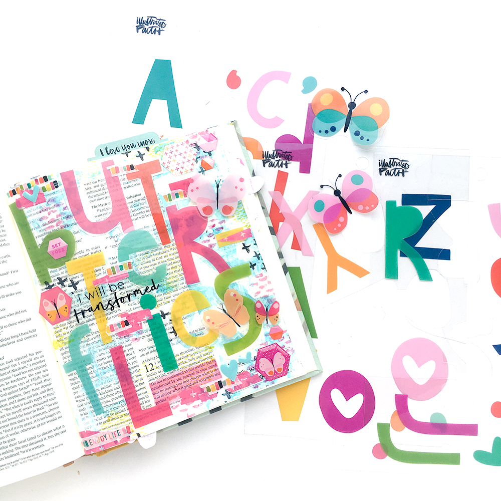 mixed media bible journaling tutorial by Heather Greenwood | 3 ways to use clear cuts in your Bible Journaling