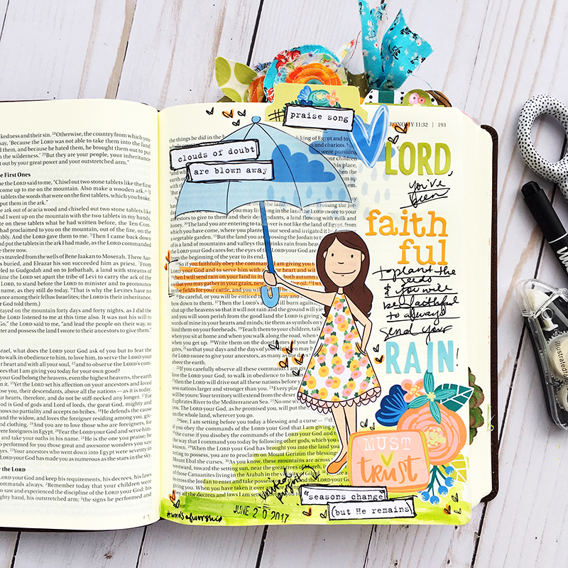 hybrid printable mixed media bible journaling entry by Bailey Robert | Words of Worship: Seasons Change
