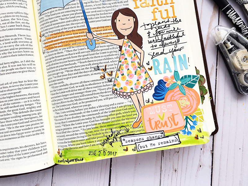 hybrid printable mixed media bible journaling entry by Bailey Robert | Words of Worship: Seasons Change