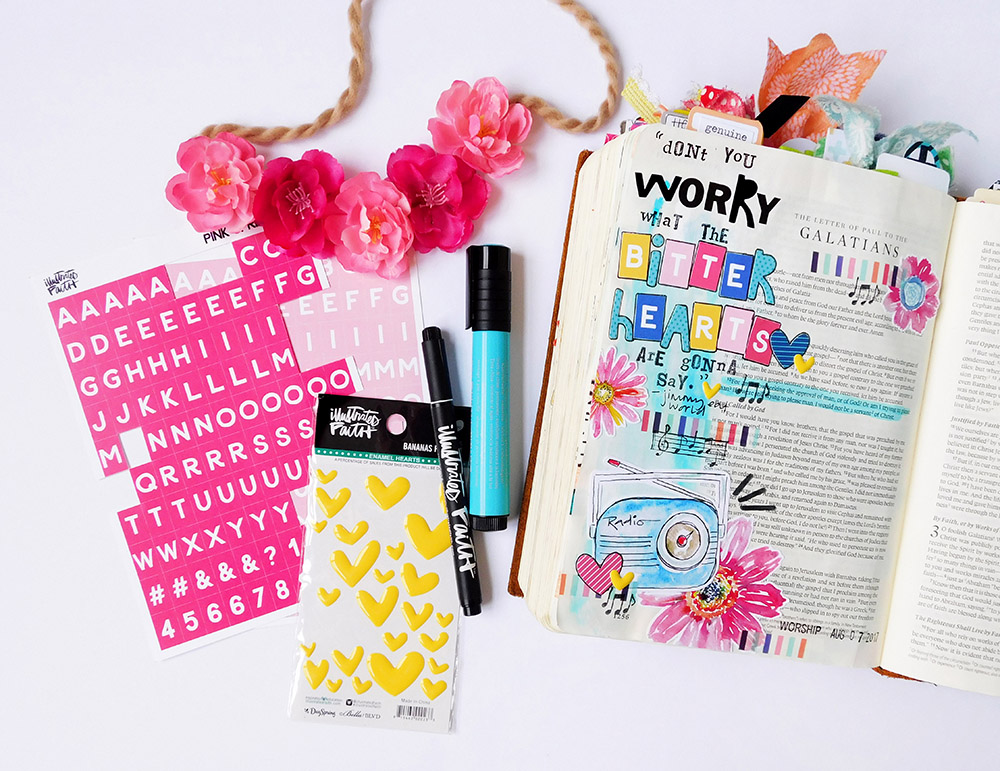 hybrid bible journaling with printables by Elaine Davis | Don't Worry About the Bitter Hearts