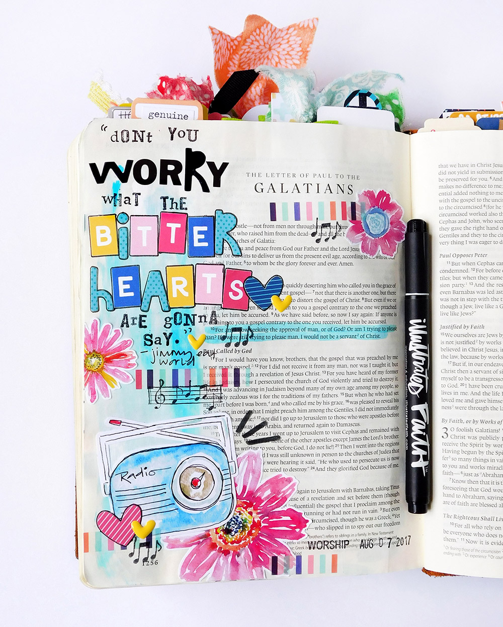 hybrid bible journaling with printables by Elaine Davis | Don't Worry About the Bitter Hearts