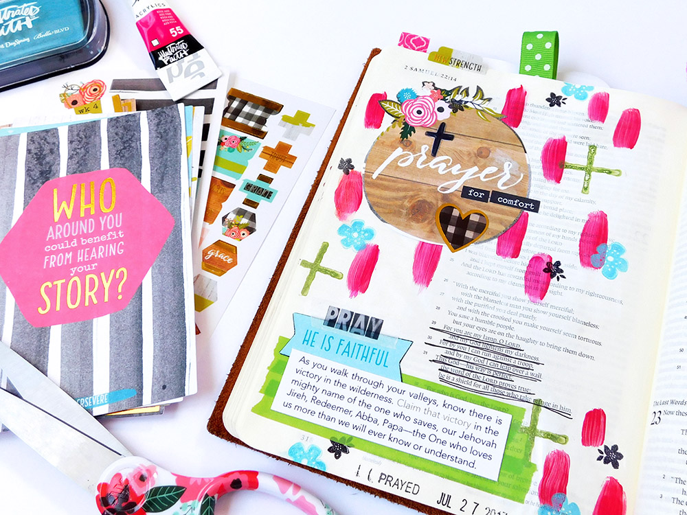 mixed media art journaling Bible entry by Elaine Davis | When the Words Don't Come to You, Pray Anyway