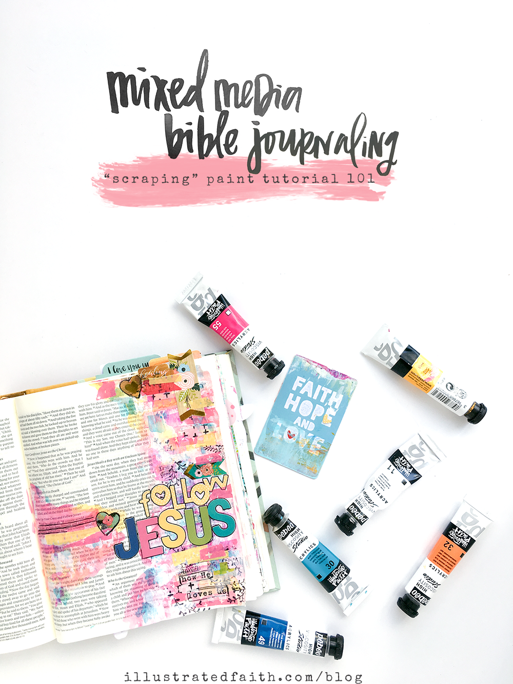 mixed media Bible journaling tutorial - scraping paint 101 by Heather Greenwood