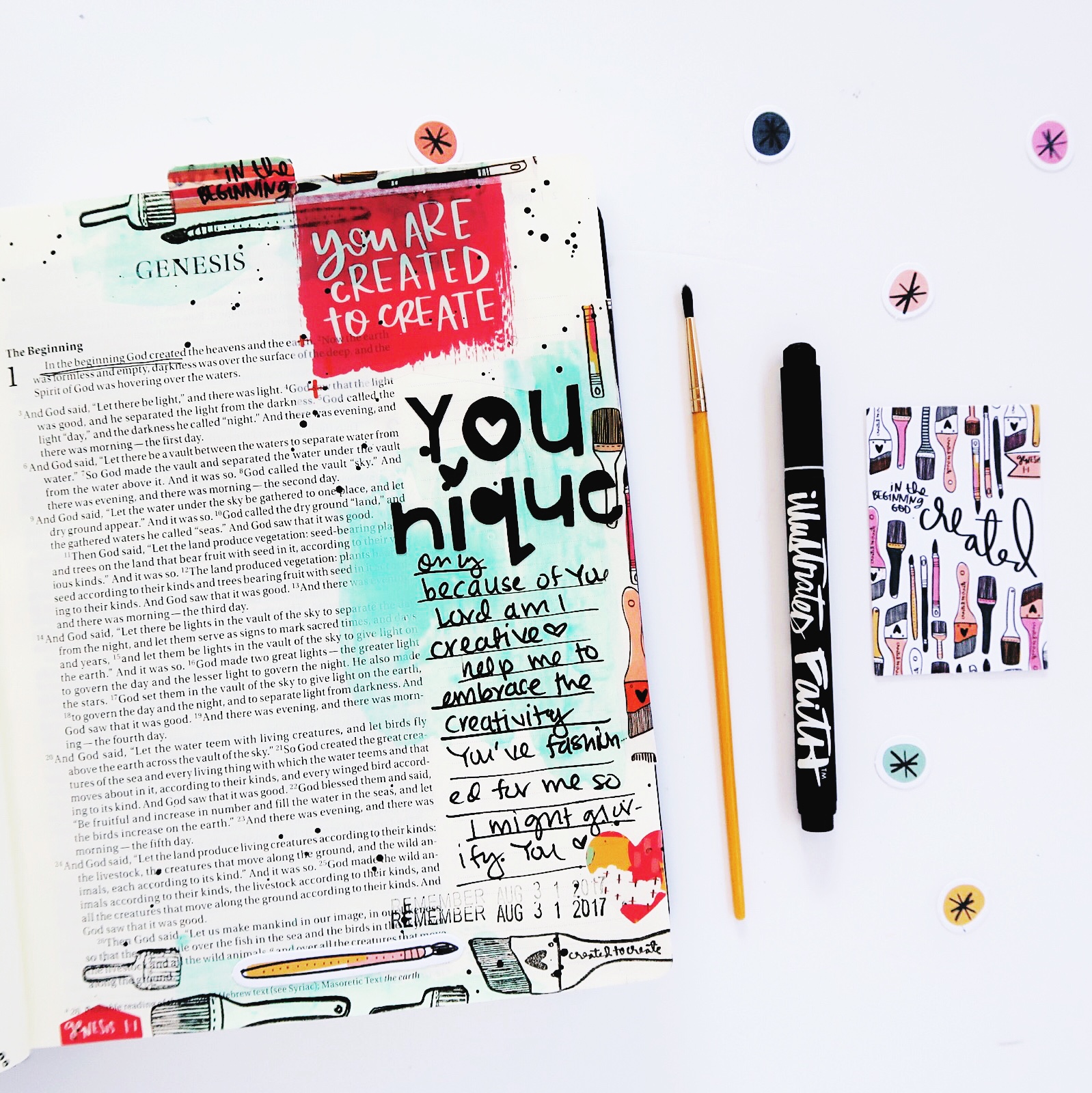 Bible journaling entry by Jillian Ungerbuehler | Created to Create 2 week 1 | Process Video