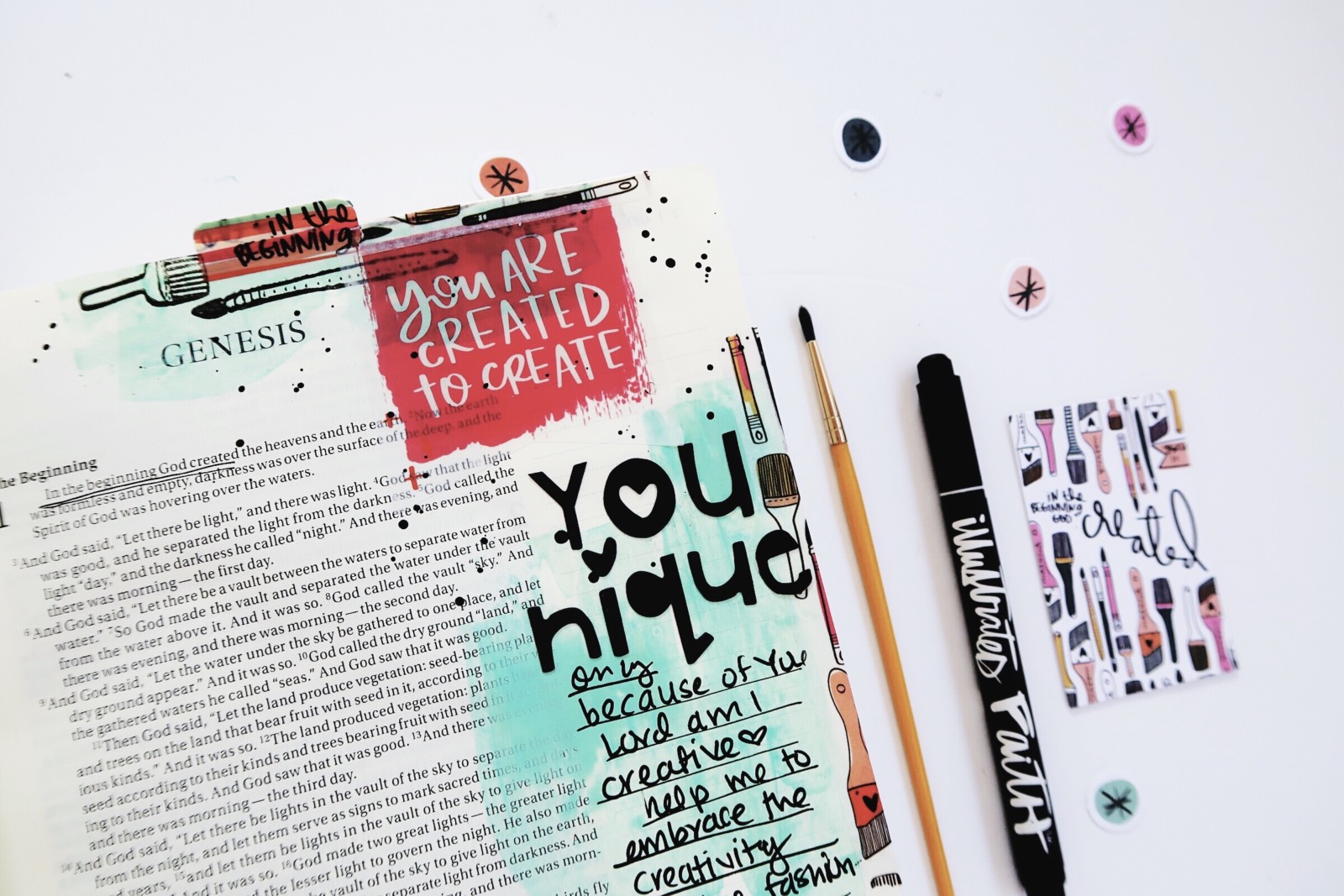 Bible journaling entry by Jillian Ungerbuehler | Created to Create 2 week 1 | Process Video