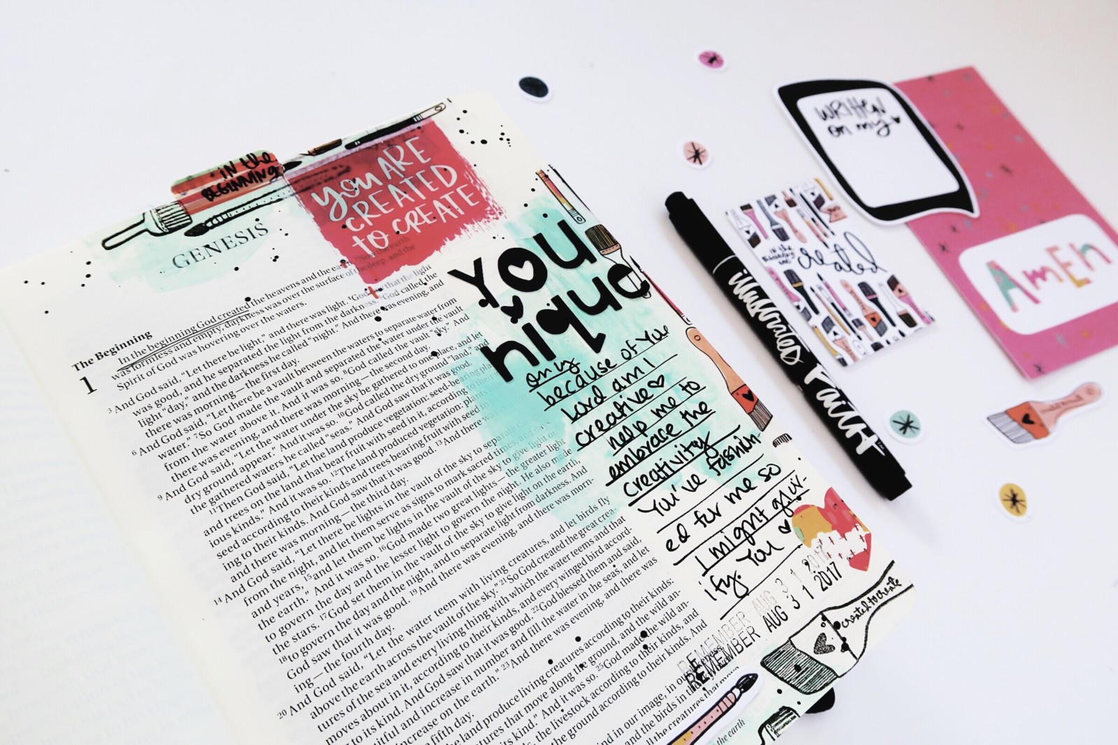 Bible journaling entry by Jillian Ungerbuehler | Created to Create 2 week 1 | Process Video