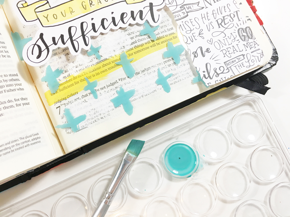 mixed media Bible journaling entry by Andrea Gray | Growing your Faith and Conquering Fears | Illustrated Faith by Bella Blvd Faith>Fear Collection