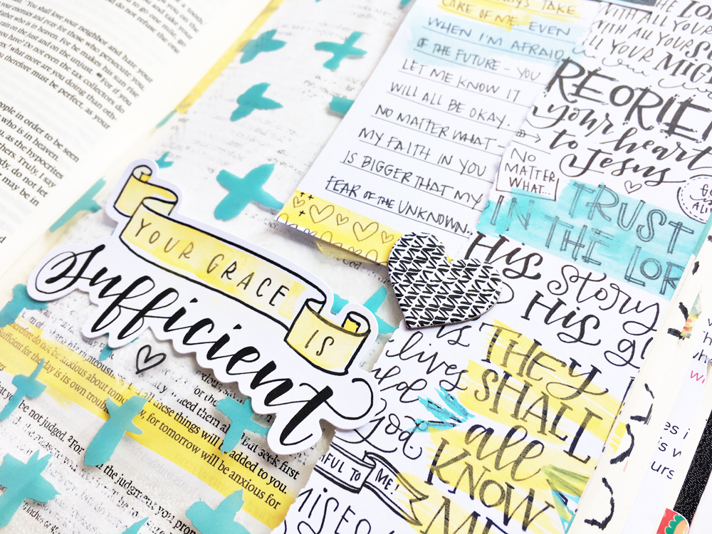mixed media Bible journaling entry by Andrea Gray | Growing your Faith and Conquering Fears | Illustrated Faith by Bella Blvd Faith>Fear Collection