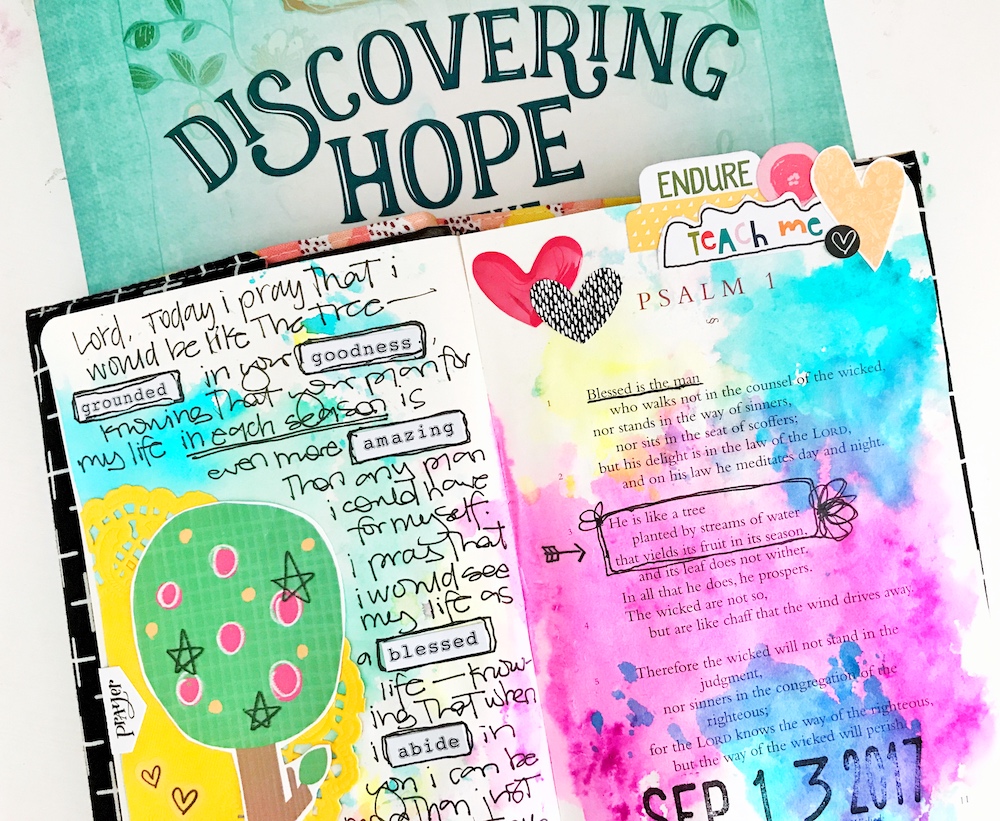 mixed media Bible journaling entry by April Crosier | The Psalms -- Blessed Hope