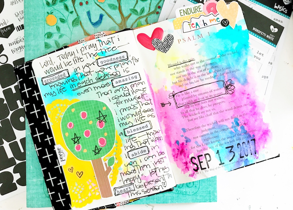 mixed media Bible journaling entry by April Crosier | The Psalms -- Blessed Hope
