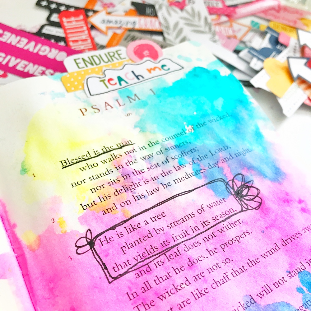 mixed media Bible journaling entry by April Crosier | The Psalms -- Blessed Hope