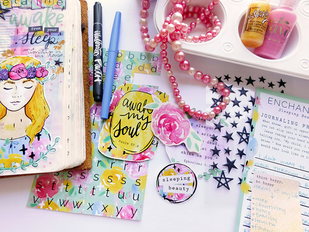 hybrid Bible journaling entry by Elaine Davis using digital printables | The Faithful Sleepwalker | Mark 5