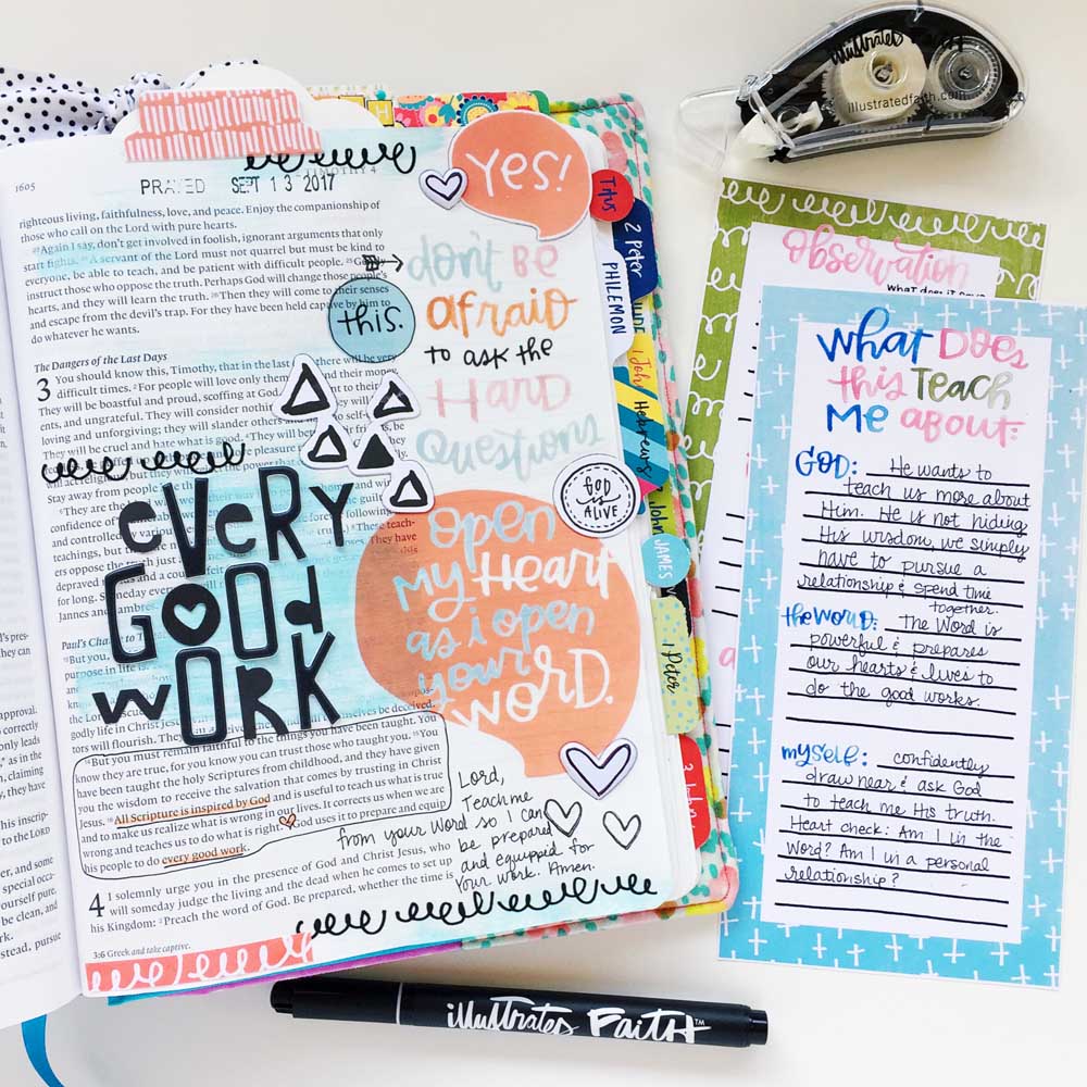 hybrid Bible journaling entry by Cristin Howell using digital printables | Every Good Work