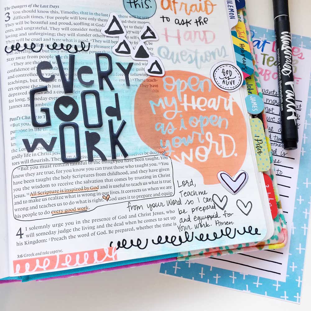 hybrid Bible journaling entry by Cristin Howell using digital printables | Every Good Work