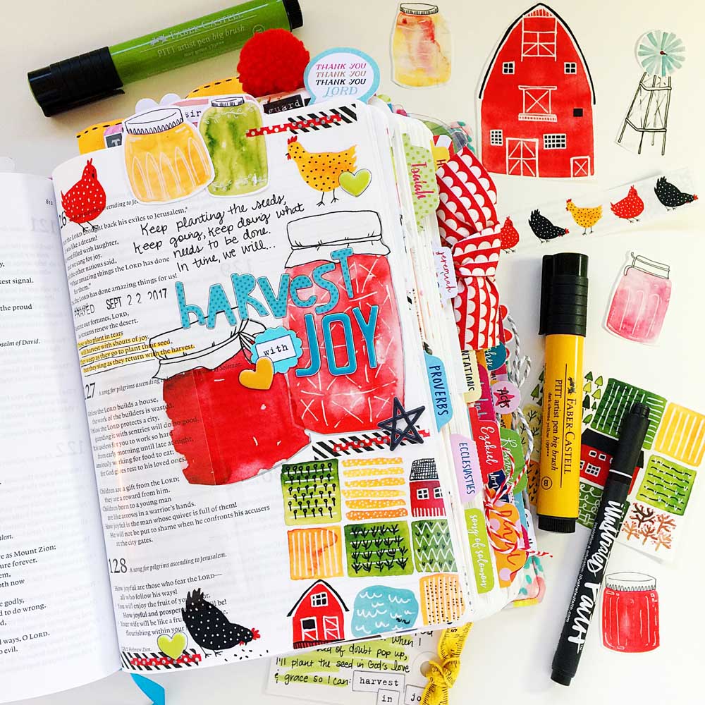 hybrid Bible journaling entry using digital printables by Cristin Howell | Harvest With Joy