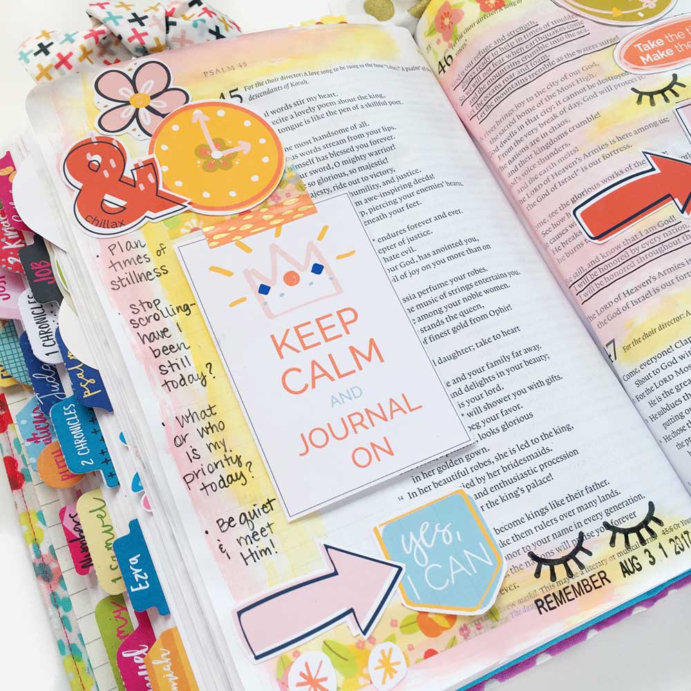 hybrid Bible journaling entry using digital printables by Cristin Howell | Time to Rest