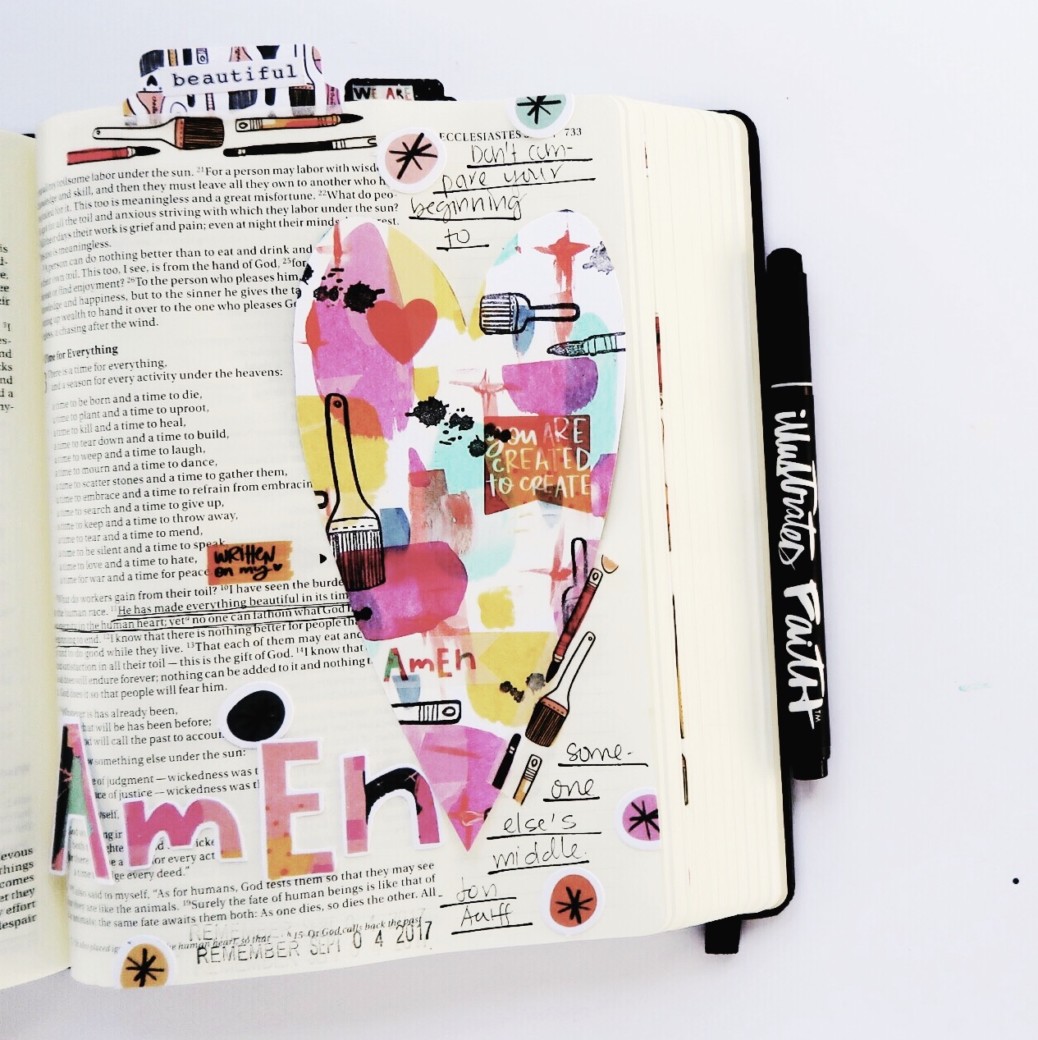 mixed media DIY Bible journaling tip-in by Jillian Ungerbuehler | Created to Create week 3 | process video