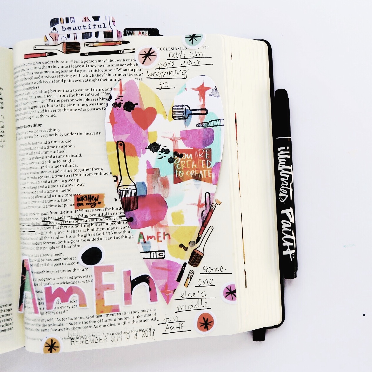 mixed media DIY Bible journaling tip-in by Jillian Ungerbuehler | Created to Create week 3 | process video