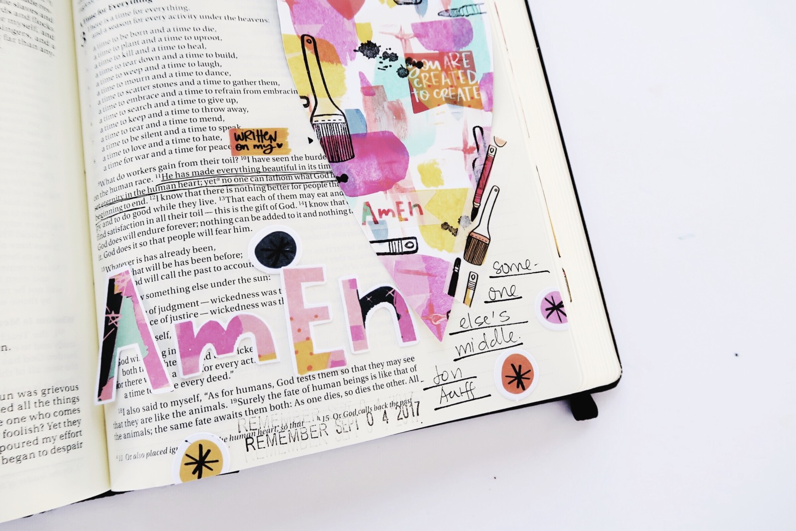 mixed media DIY Bible journaling tip-in by Jillian Ungerbuehler | Created to Create week 3 | process video