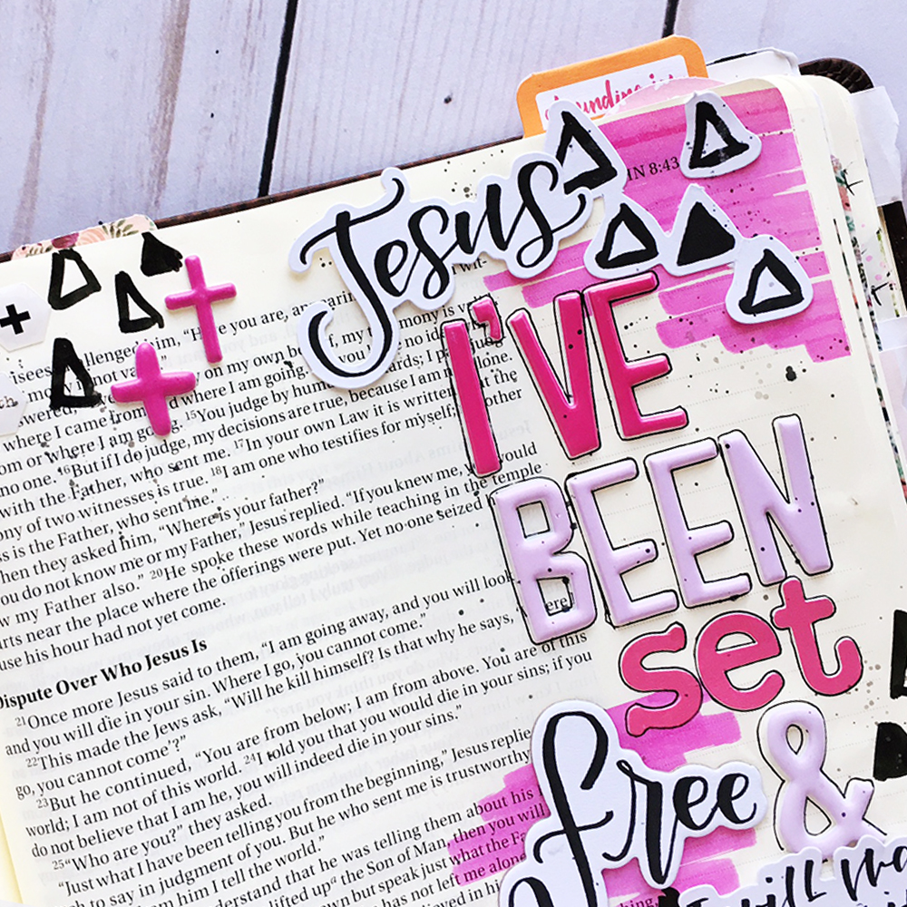 mixed media Bible journaling entry by Bailey Robert | Words of Worship: Free In You | Illustrated Faith Faith>Fear Collection