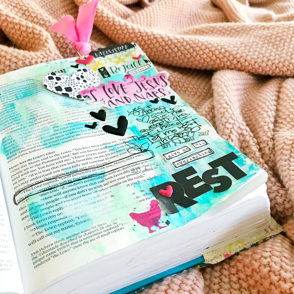 mixed media Bible journaling entry by April Crosier | I Love Jesus & Naps -- Finding Rest in Him