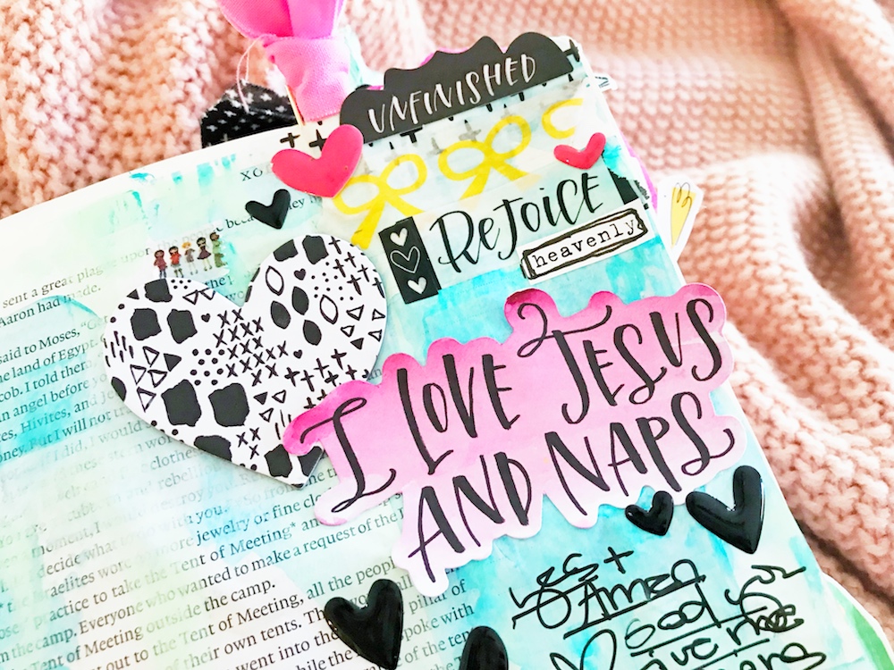 mixed media Bible journaling entry by April Crosier | I Love Jesus & Naps -- Finding Rest in Him