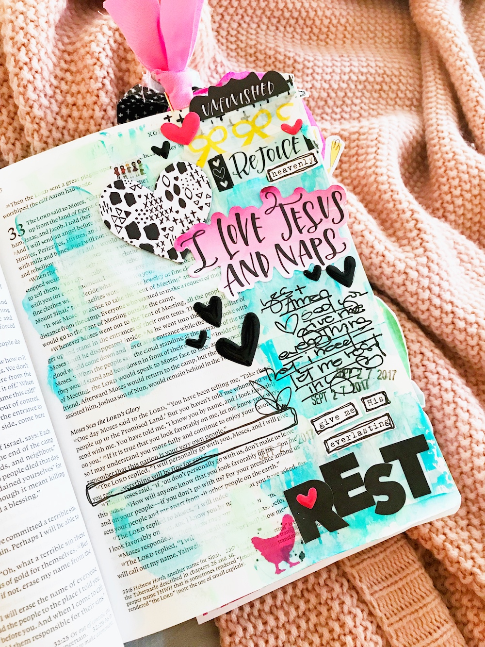 mixed media Bible journaling entry by April Crosier | I Love Jesus & Naps -- Finding Rest in Him