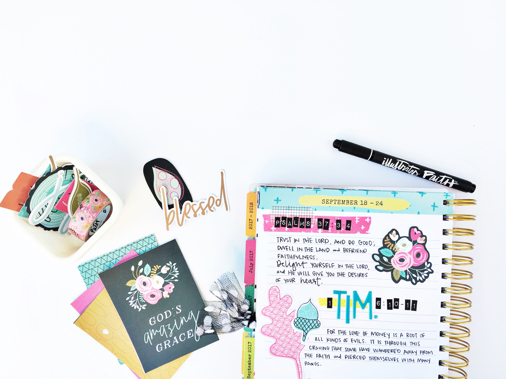 scripture writing planner decorating by Andrea Gray | So Grateful for the Word | Illustrated Faith Gratitude Documented