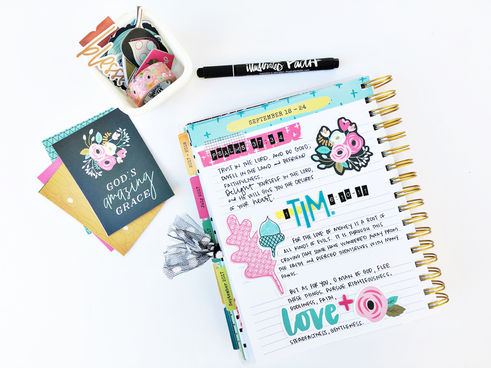 scripture writing planner decorating by Andrea Gray | So Grateful for the Word | Illustrated Faith Gratitude Documented