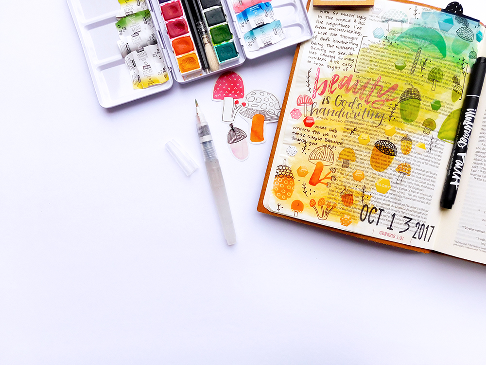 mixed media hybrid printables bible journaling entry by Elaine Davis | Reading God's Handwriting